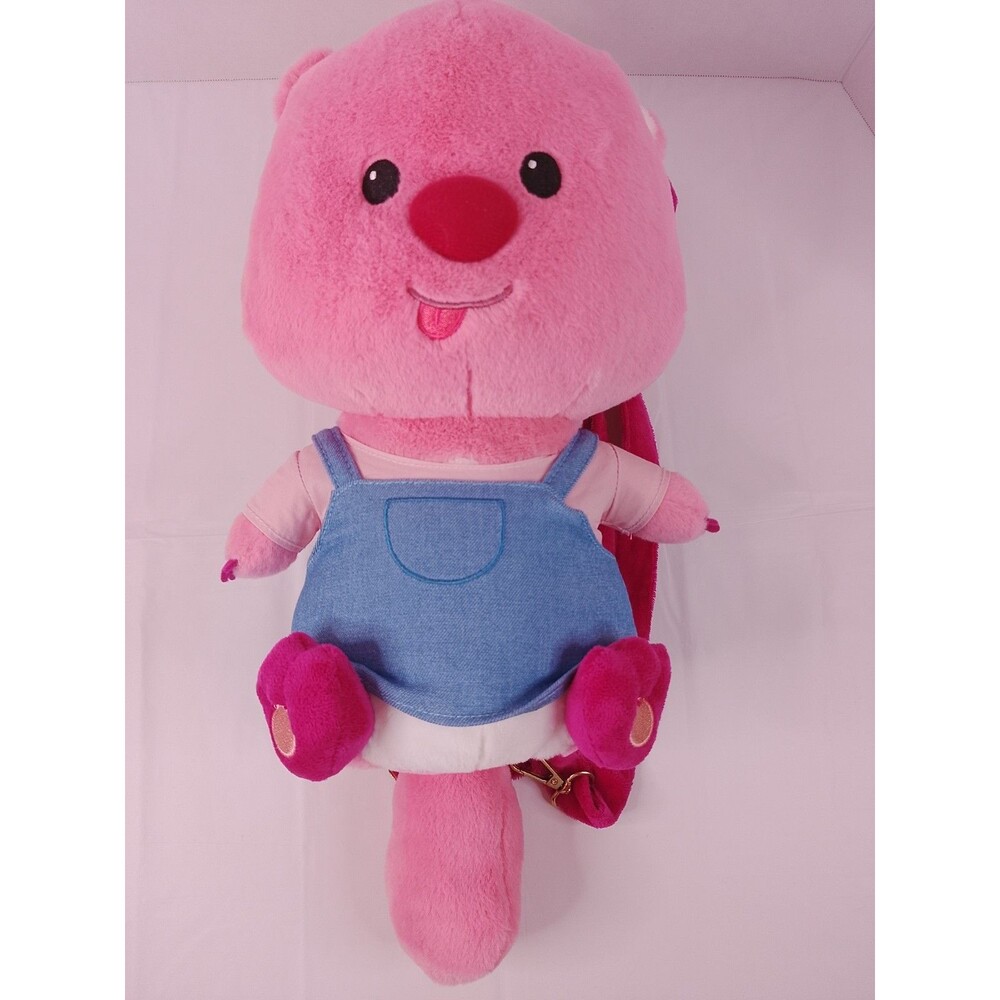 MINISO Zanmang Loopy Plush Backpack 12” Pink Beaver Pororo Kids School Bag Toy - Picture 7 of 13